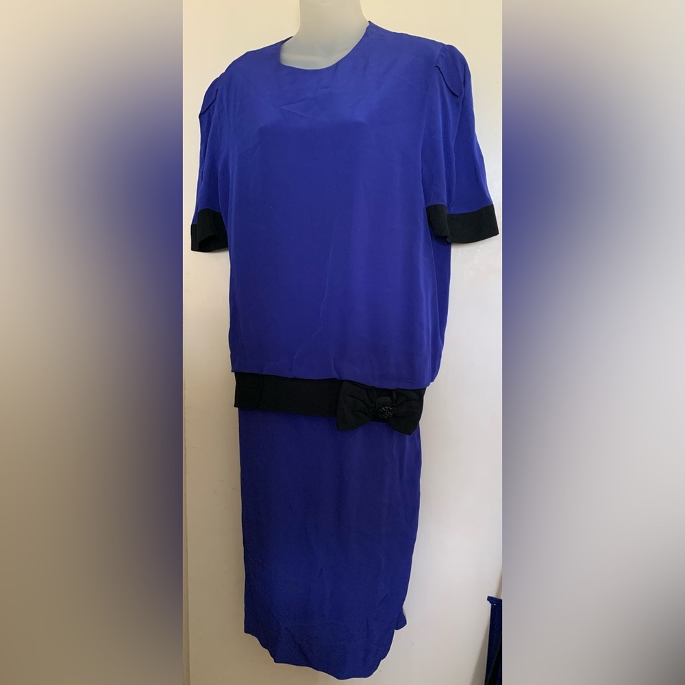 Bichon by Sara Edwards Vintage Drop Waist Blue Dress Size 12